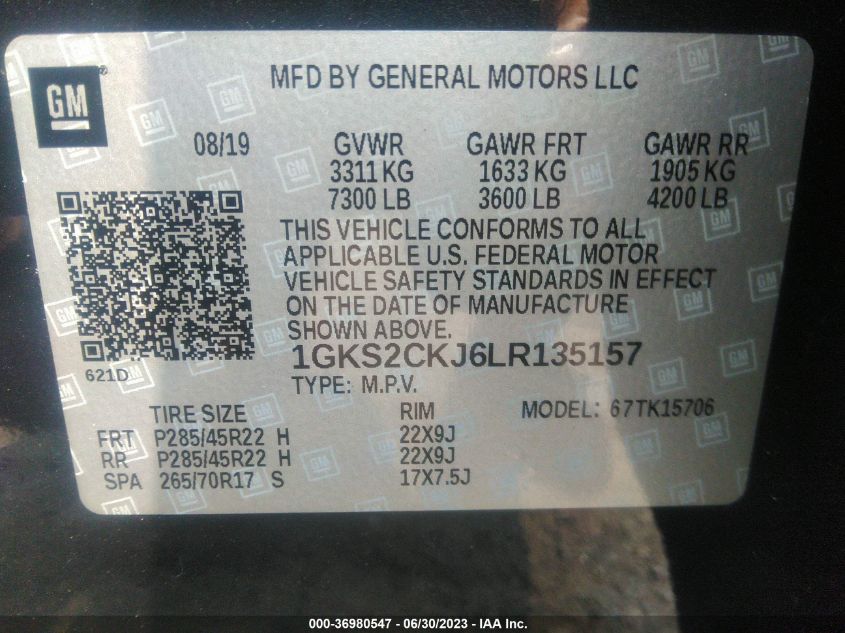 2020 GMC YUKON DENALI - 1GKS2CKJ6LR135157
