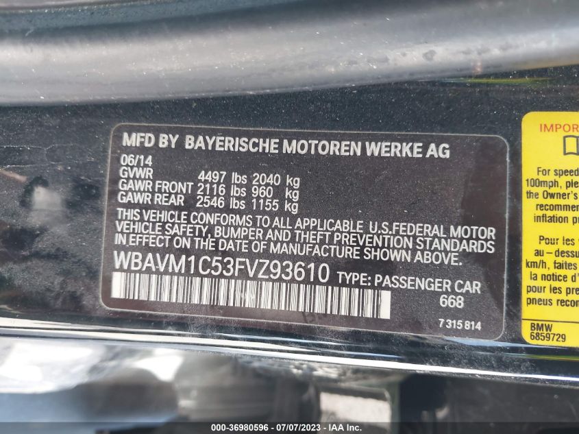 2015 BMW X1 SDRIVE28I - WBAVM1C53FVZ93610
