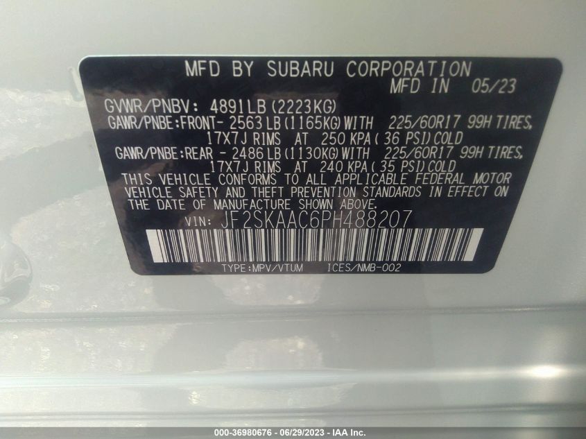 2023 SUBARU FORESTER - JF2SKAAC6PH488207