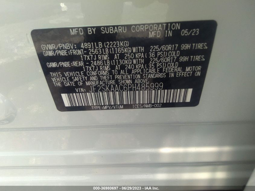 2023 SUBARU FORESTER - JF2SKAAC6PH485999