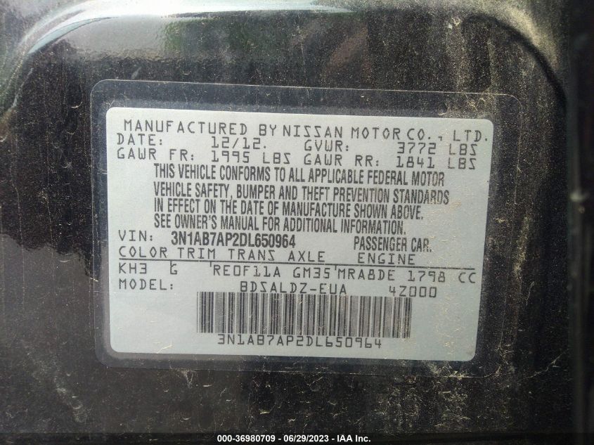 2013 NISSAN SENTRA SV - 3N1AB7AP2DL650964