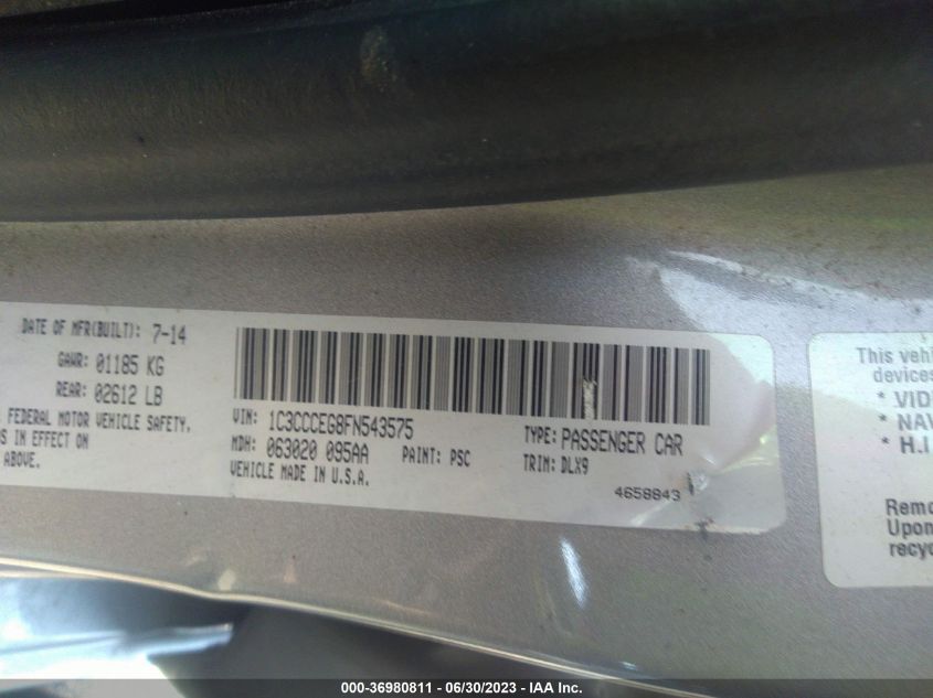 2015 CHRYSLER 200 C - 1C3CCCEG8FN543575