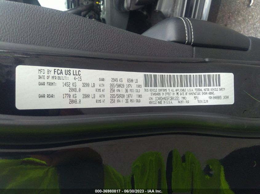 2015 DODGE DURANGO SXT - 1C4RDHAG5FC801231