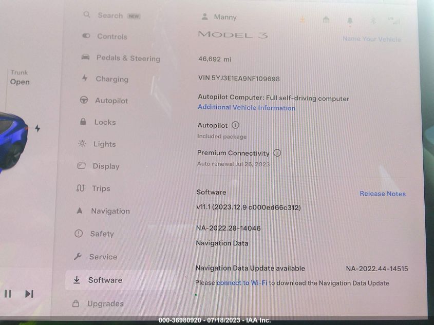 2022 TESLA MODEL 3 - 5YJ3E1EA9NF109698