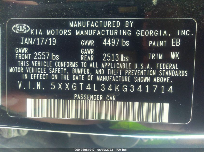 2019 KIA OPTIMA LX - 5XXGT4L34KG341714