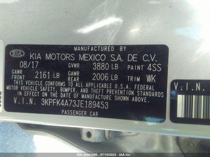 2018 KIA FORTE LX - 3KPFK4A73JE189453