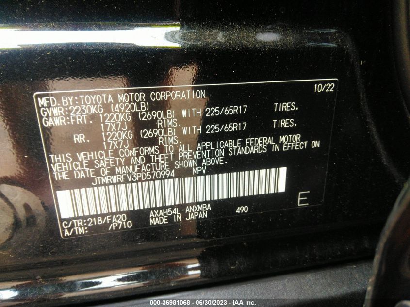2023 TOYOTA RAV4 HYBRID XLE - JTMRWRFV3PD570994