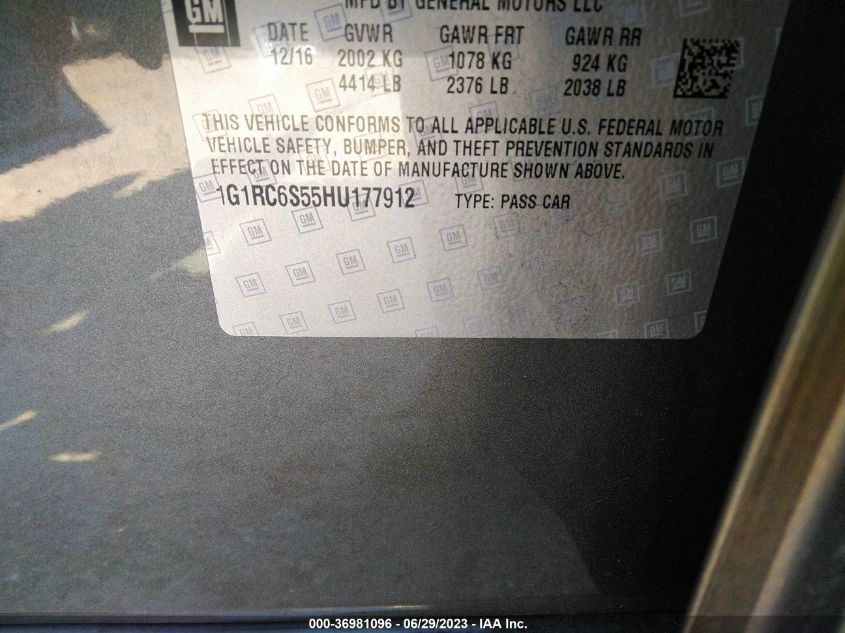 2017 CHEVROLET VOLT LT - 1G1RC6S55HU177912