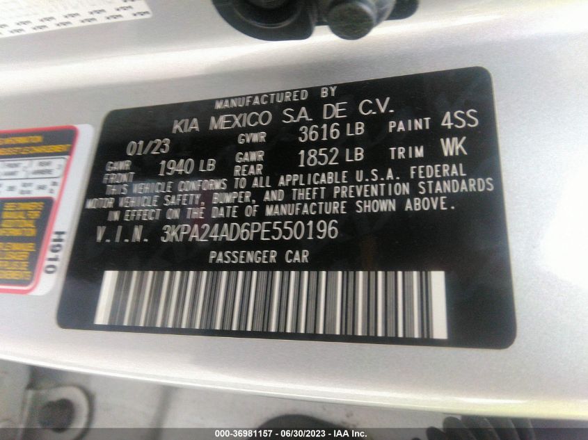 2023 KIA RIO S - 3KPA24AD6PE550196