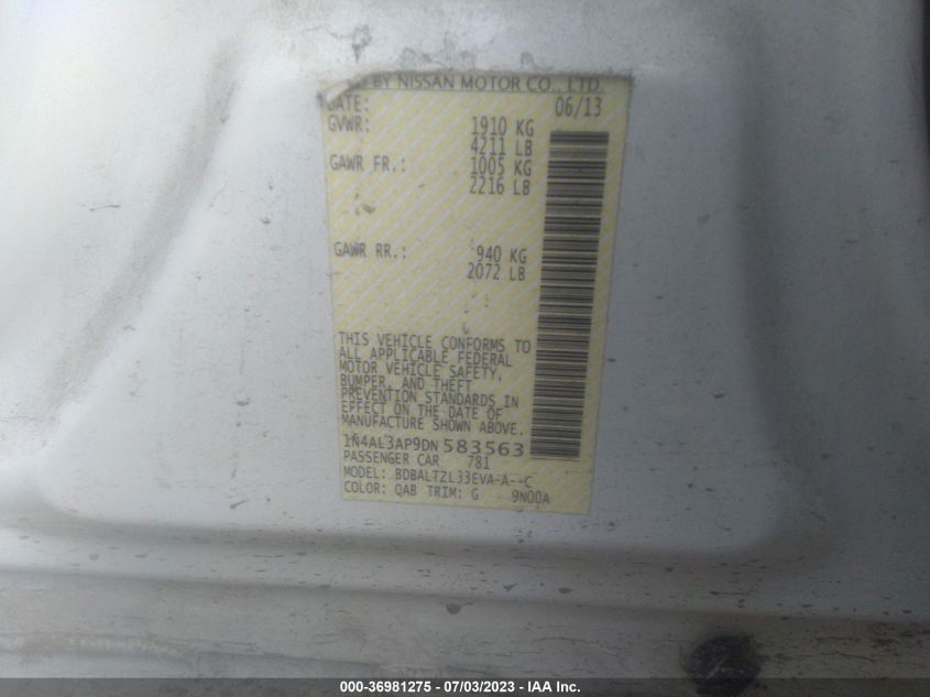 2013 NISSAN ALTIMA 2.5 SV - 1N4AL3AP9DN583563