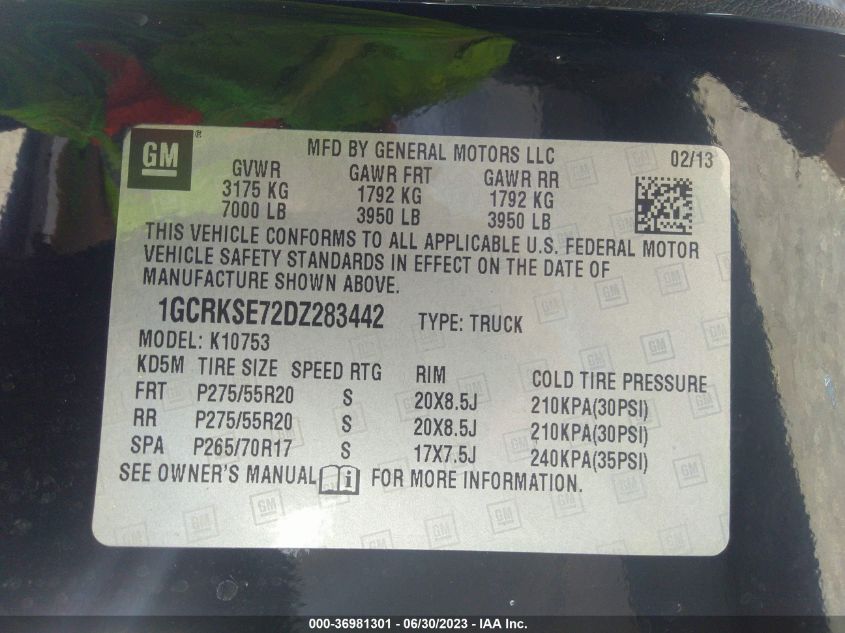 2013 CHEVROLET SILVERADO 1500 LT - 1GCRKSE72DZ283442