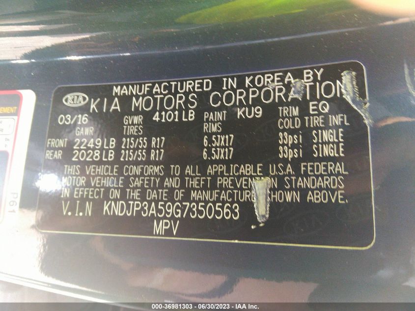 2016 KIA SOUL + - KNDJP3A59G7350563