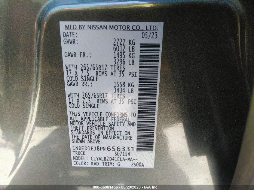 2023 NISSAN FRONTIER SV - 1N6ED1EJ8PN656331
