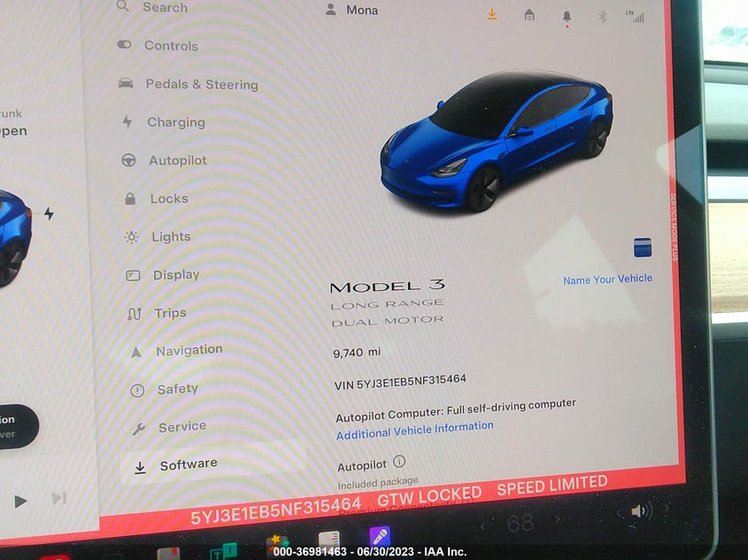 2022 TESLA MODEL 3 DUAL MOTOR FR AC IND(VIN: 5YJ3E1EB5NF315464