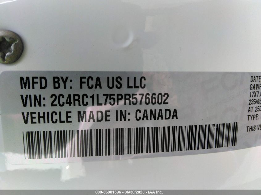 2023 CHRYSLER PACIFICA HYBRID TOURING L - 2C4RC1L75PR576602