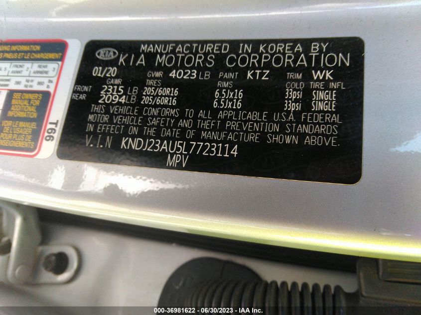 2020 KIA SOUL LX - KNDJ23AU5L7723114