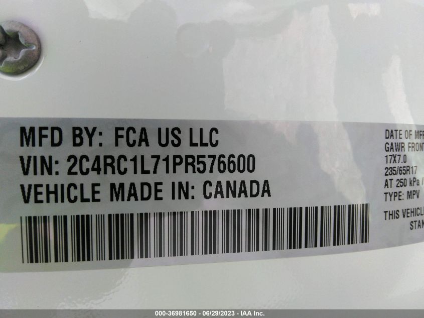 2023 CHRYSLER PACIFICA HYBRID TOURING L - 2C4RC1L71PR576600