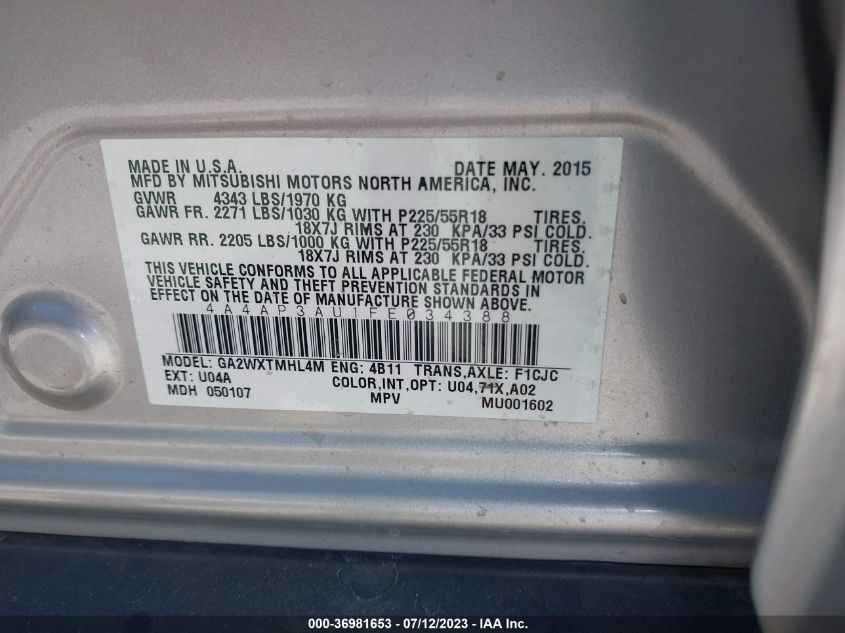 2015 MITSUBISHI OUTLANDER SPORT ES - 4A4AP3AU1FE034388