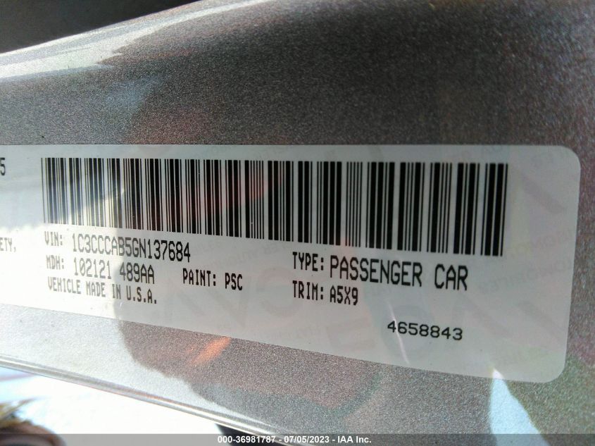2016 CHRYSLER 200 LIMITED - 1C3CCCAB5GN137684