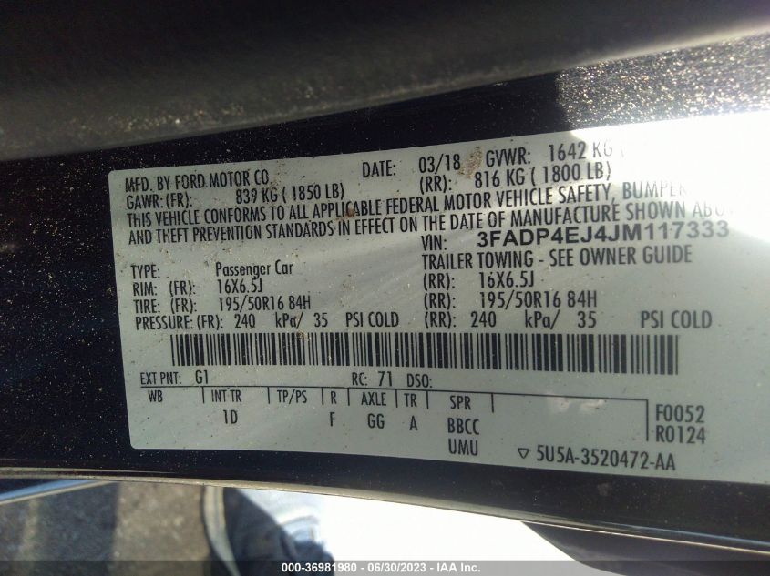 2018 FORD FIESTA SE - 3FADP4EJ4JM117333