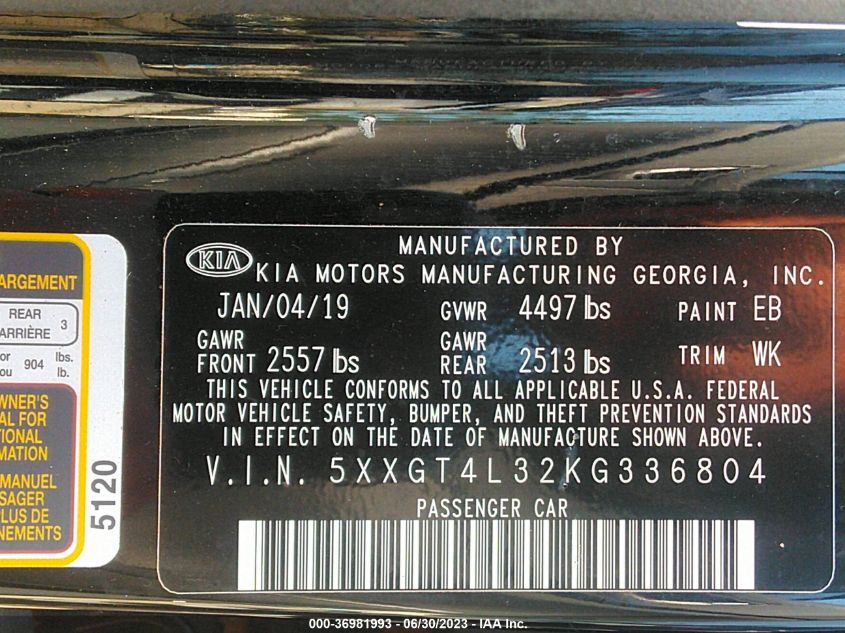 2019 KIA OPTIMA LX - 5XXGT4L32KG336804
