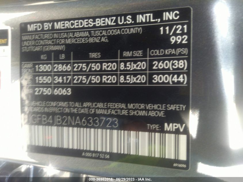 2022 MERCEDES-BENZ GLE GLE 350 - 4JGFB4JB2NA633723