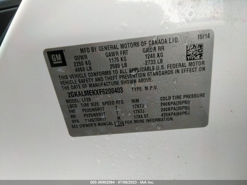 2015 GMC TERRAIN SLE - 2GKALMEKXF6200403