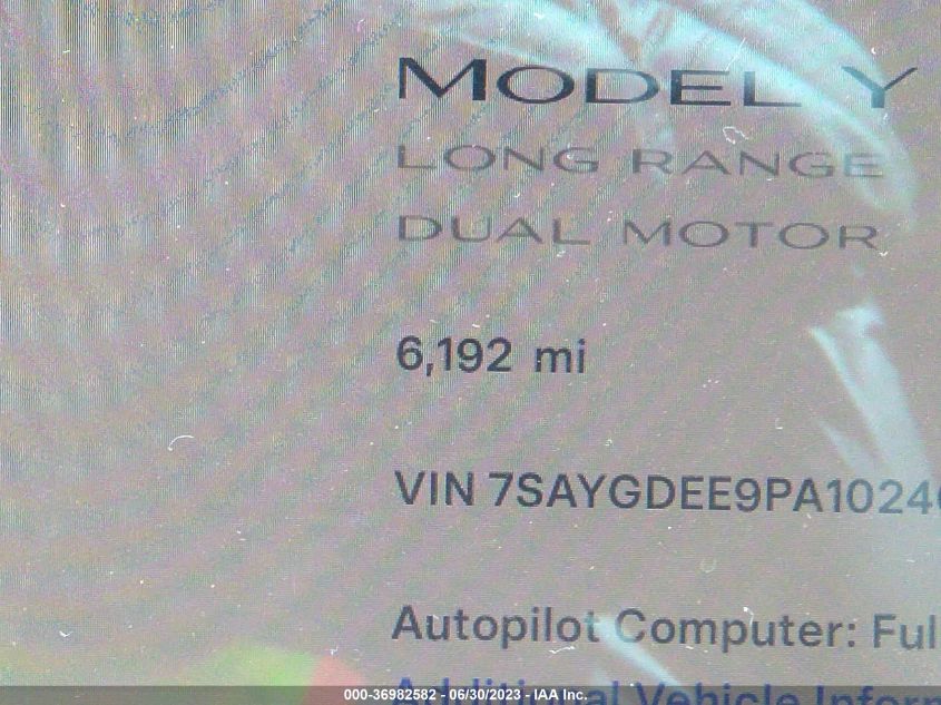 2023 TESLA MODEL Y LONG RANGE - 7SAYGDEE9PA102404