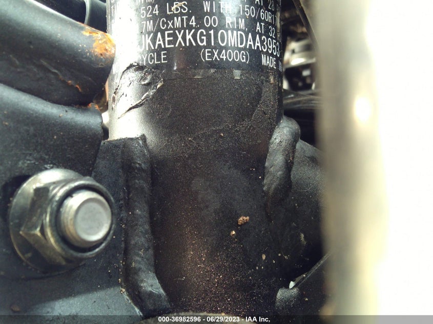 VIN JKAEXKG10MDAA3953 2021 KAWASAKI EX400
