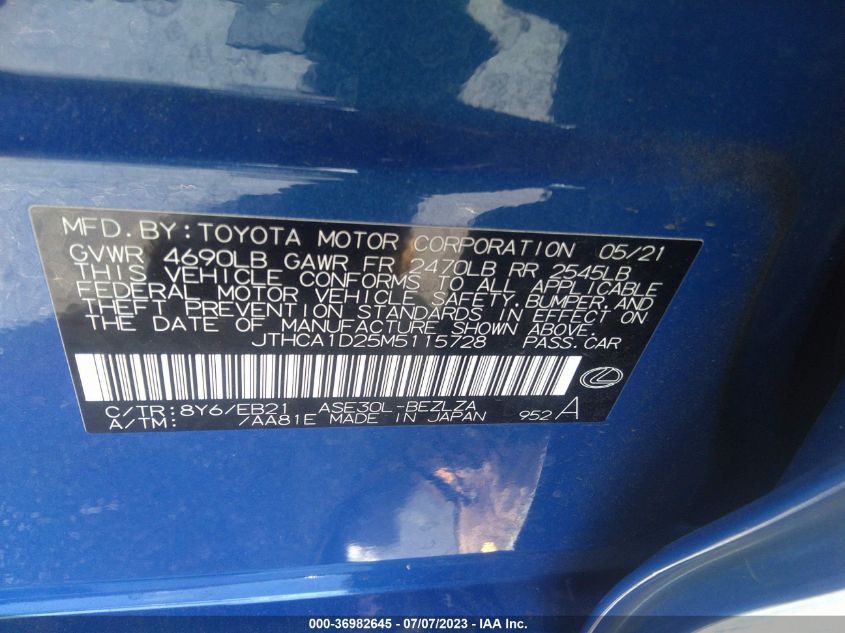 2021 LEXUS IS IS 300 - JTHCA1D25M5115728