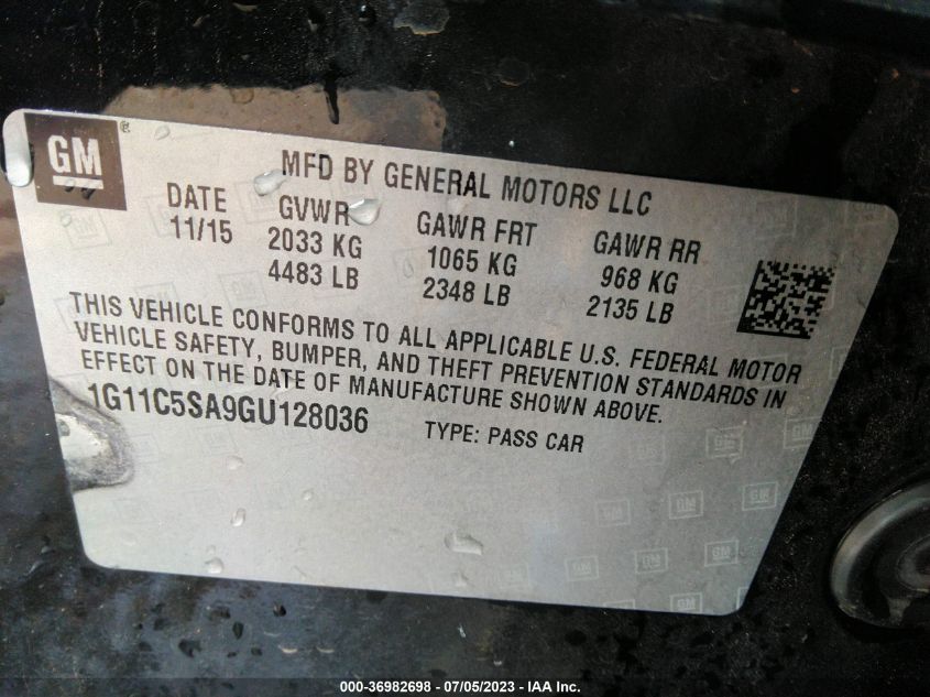 2016 CHEVROLET MALIBU LIMITED LT - 1G11C5SA9GU128036