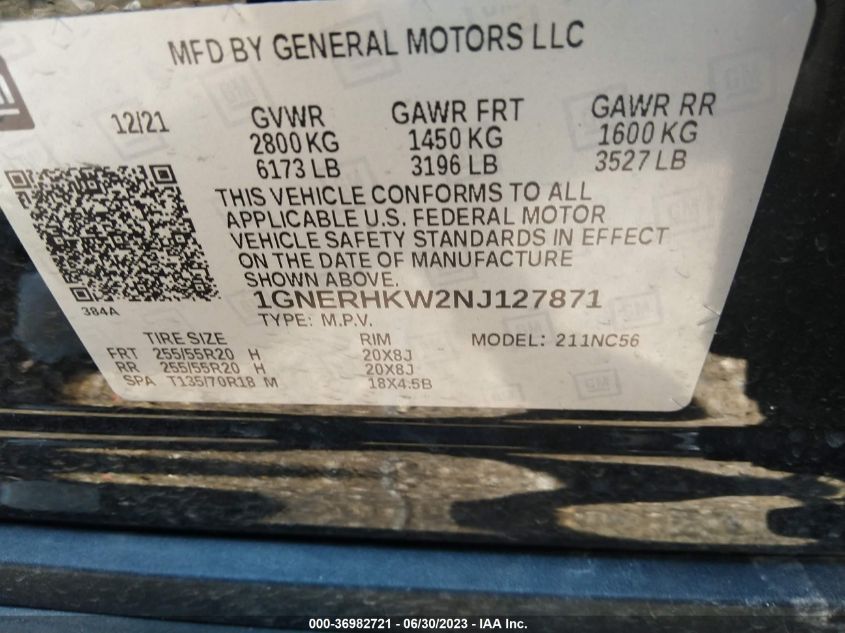 2022 CHEVROLET TRAVERSE LT LEATHER - 1GNERHKW2NJ127871