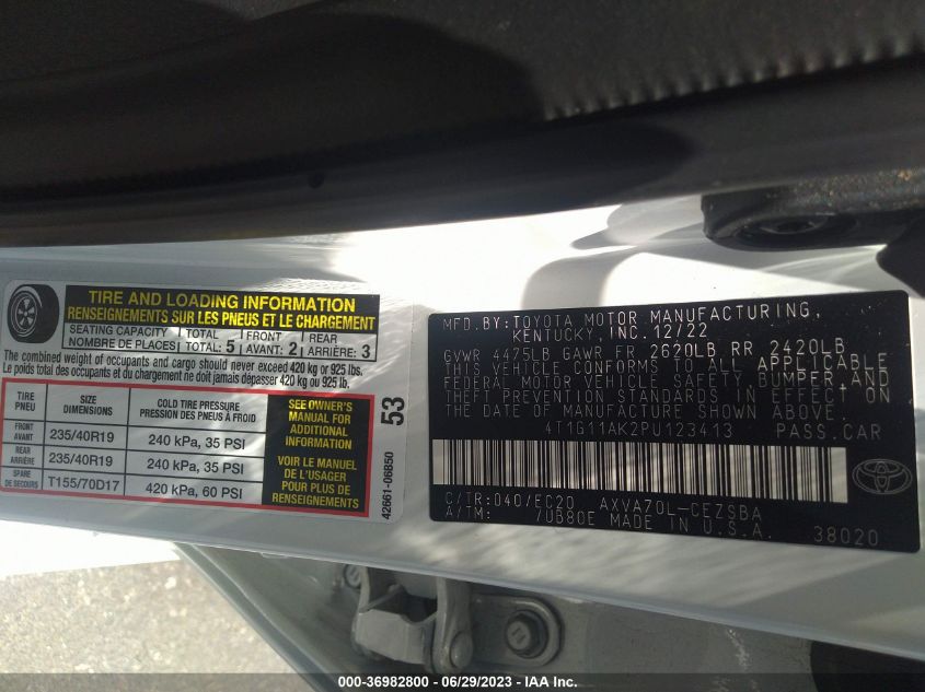 2023 TOYOTA CAMRY SE - 4T1G11AK2PU123413
