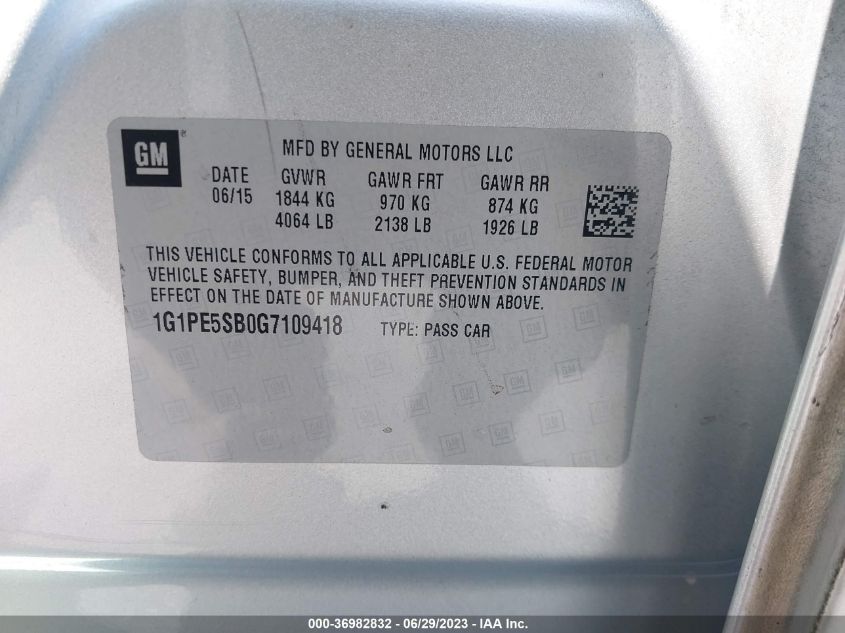 2016 CHEVROLET CRUZE LIMITED LT - 1G1PE5SB0G7109418