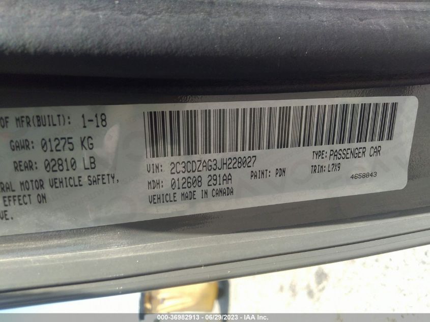 2018 DODGE CHALLENGER SXT - 2C3CDZAG3JH228027