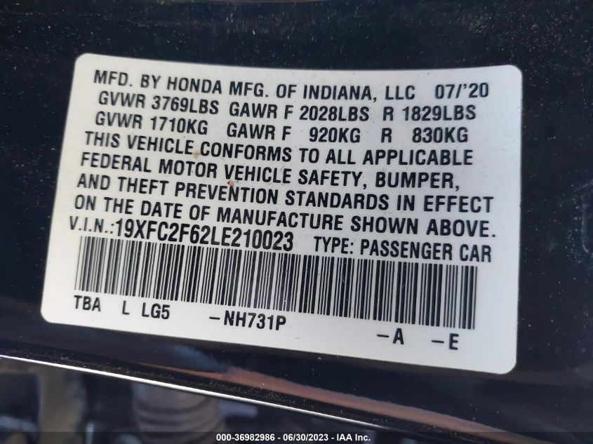 2020 HONDA CIVIC SEDAN LX - 19XFC2F62LE210023