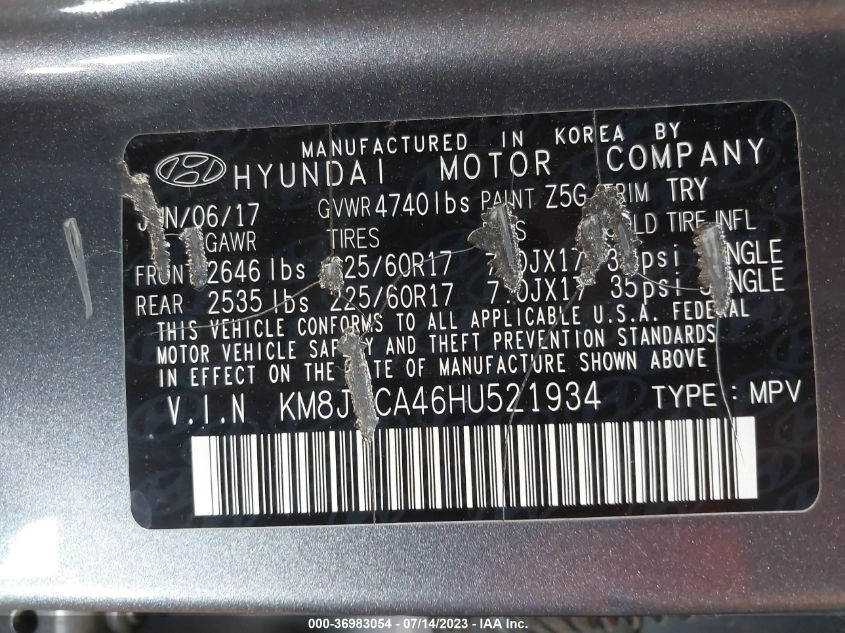 2017 HYUNDAI TUCSON SE - KM8J3CA46HU521934