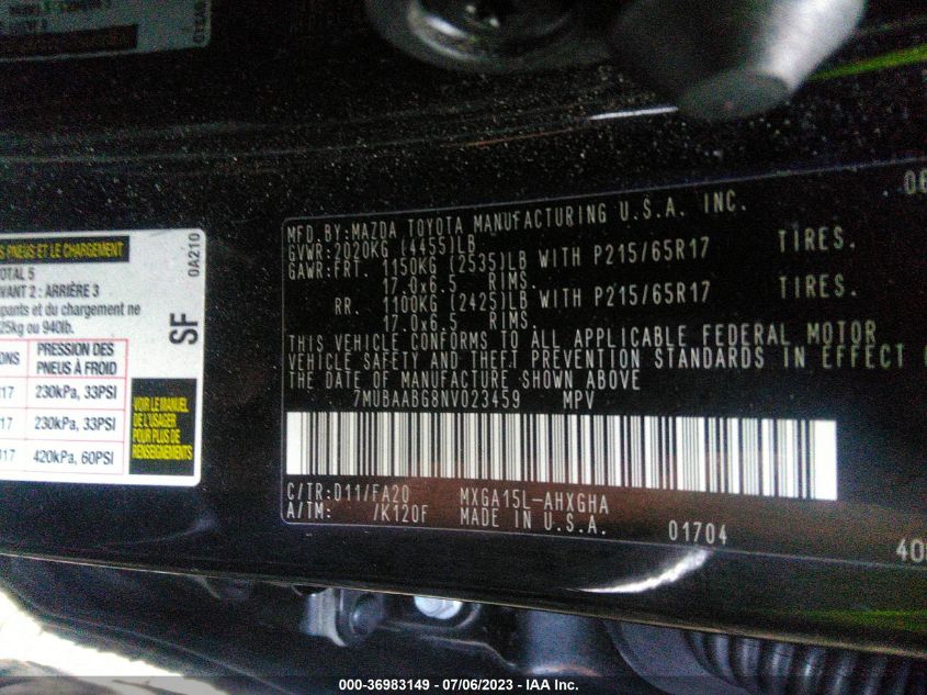 2022 TOYOTA COROLLA CROSS LE - 7MUBAABG8NV023459