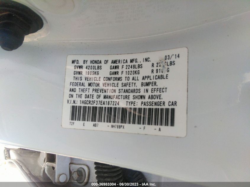 2014 HONDA ACCORD SEDAN LX - 1HGCR2F37EA187224