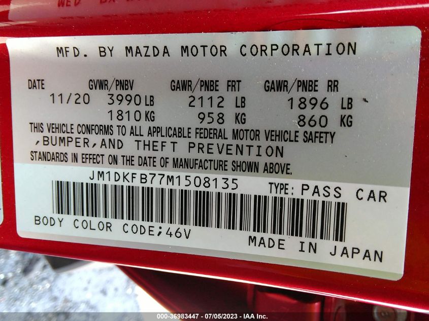 2021 MAZDA CX-3 SPORT - JM1DKFB77M1508135