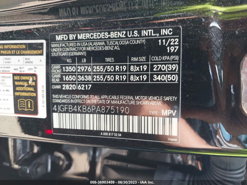 2023 MERCEDES-BENZ GLE GLE 350 - 4JGFB4KB6PA875190