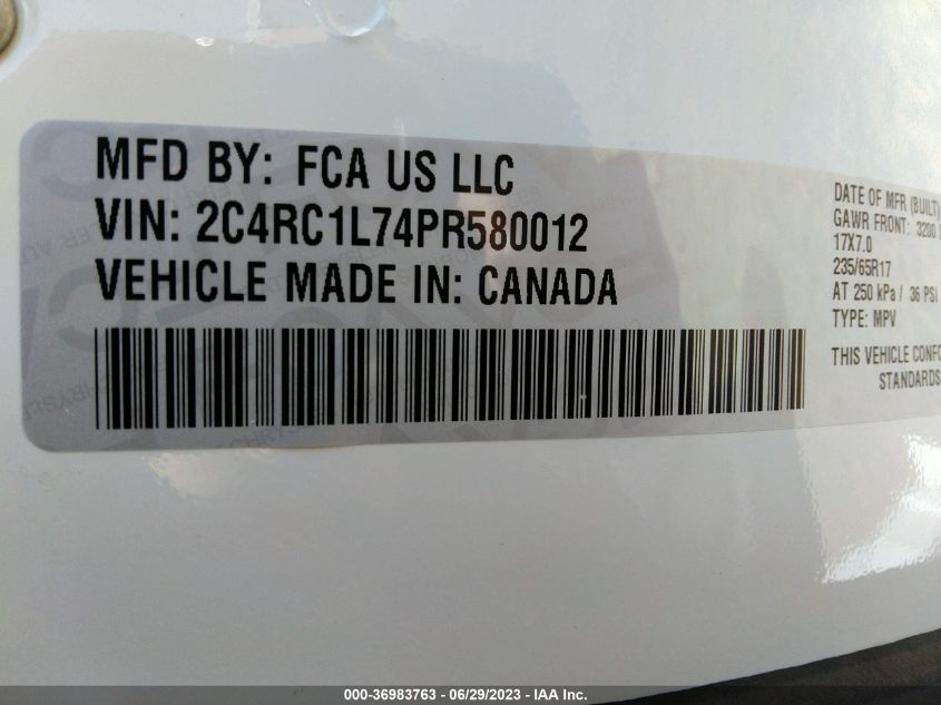 2023 CHRYSLER PACIFICA HYBRID TOURING L - 2C4RC1L74PR580012