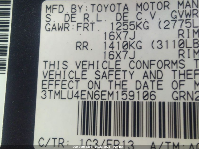 2014 TOYOTA TACOMA - 3TMLU4EN6EM159106