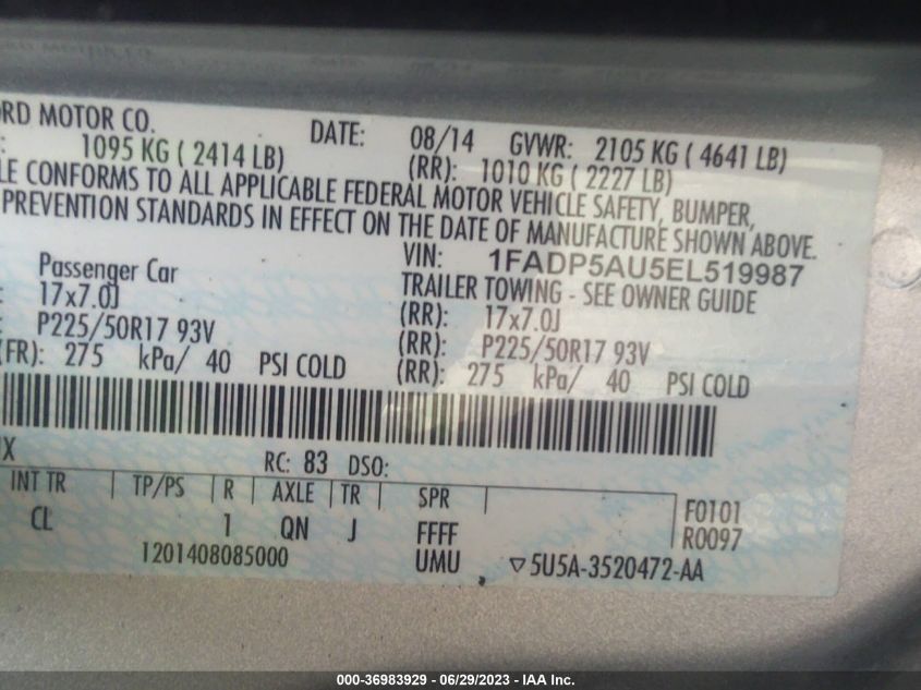 2014 FORD C-MAX HYBRID SE - 1FADP5AU5EL519987
