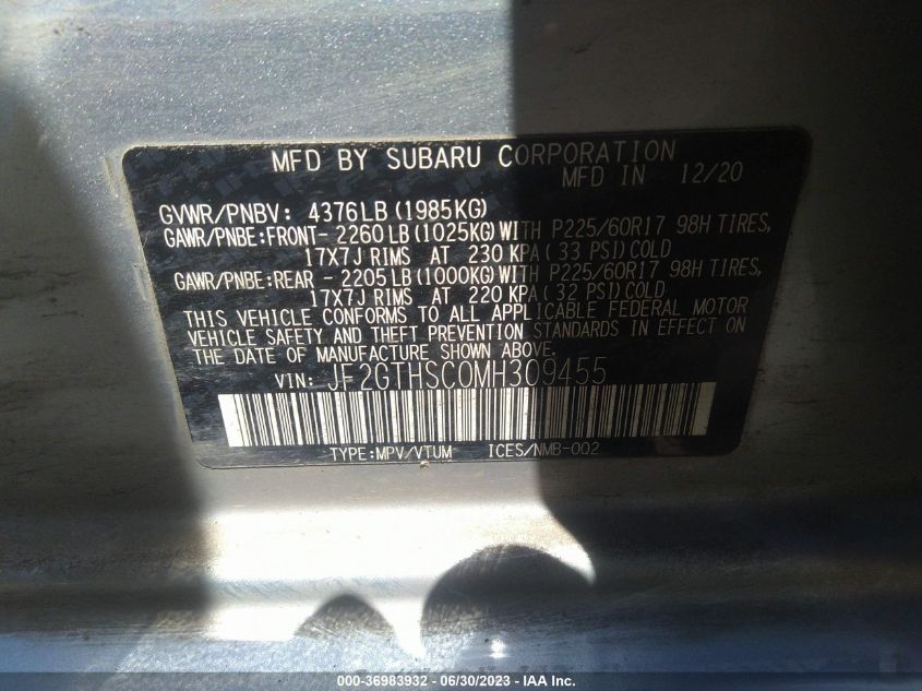 2021 SUBARU CROSSTREK SPORT - JF2GTHSC0MH309455