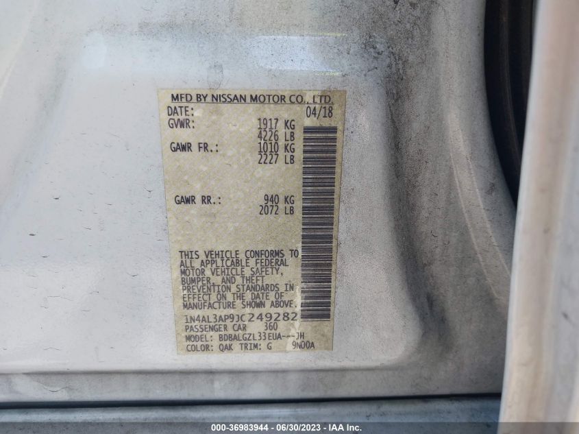 2018 NISSAN ALTIMA 2.5 S - 1N4AL3AP9JC249282