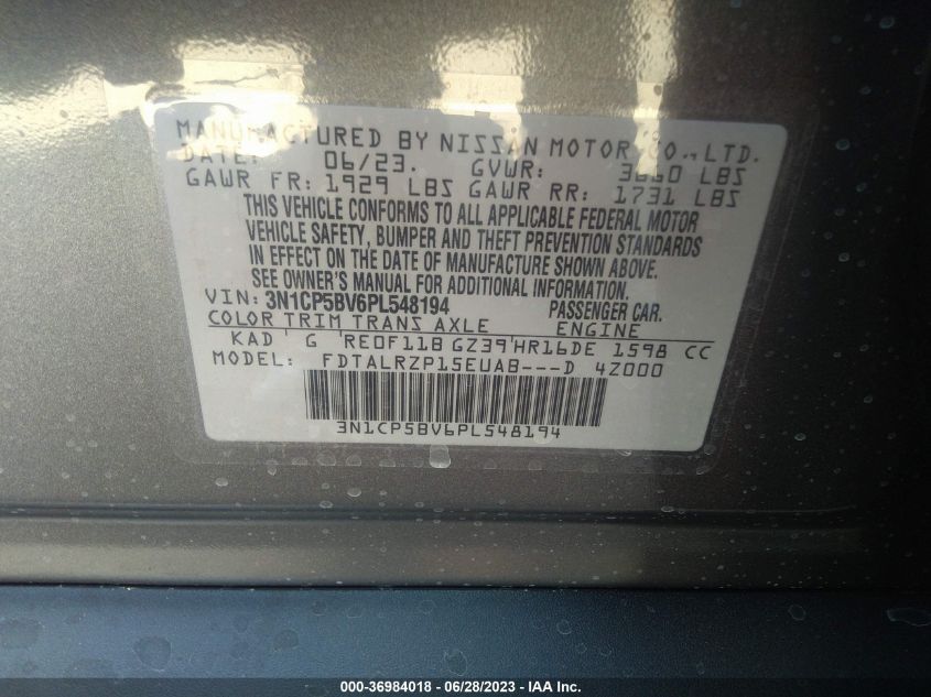 2023 NISSAN KICKS S - 3N1CP5BV6PL548194