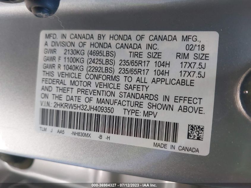 2018 HONDA CR-V LX - 2HKRW5H32JH409350