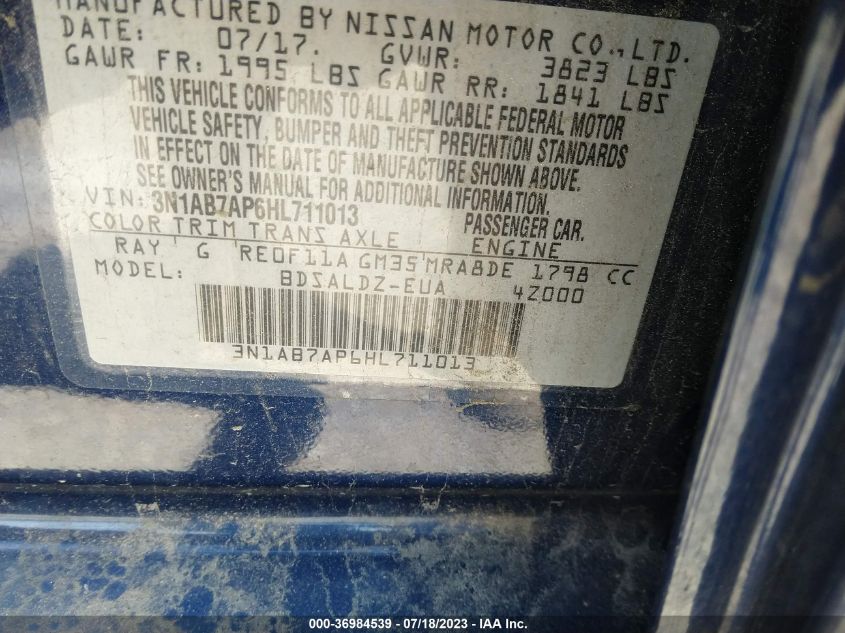 2017 NISSAN SENTRA SV - 3N1AB7AP6HL711013