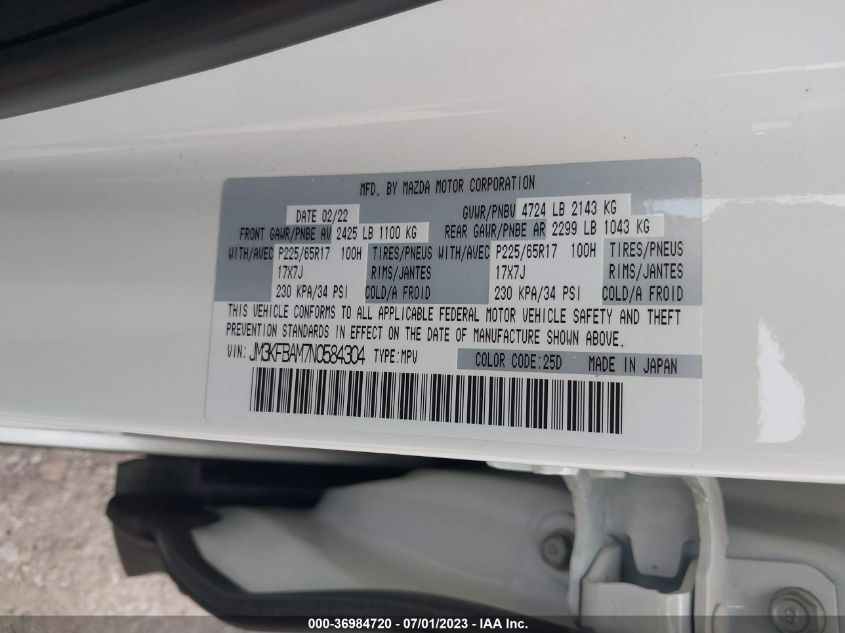 2022 MAZDA CX-5 2.5 S - JM3KFBAM7N0584304